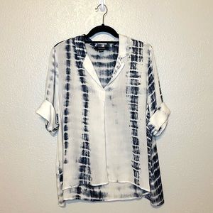 Karen Kayne Tie Dye Collared Blouse 3/4 Sleeves L